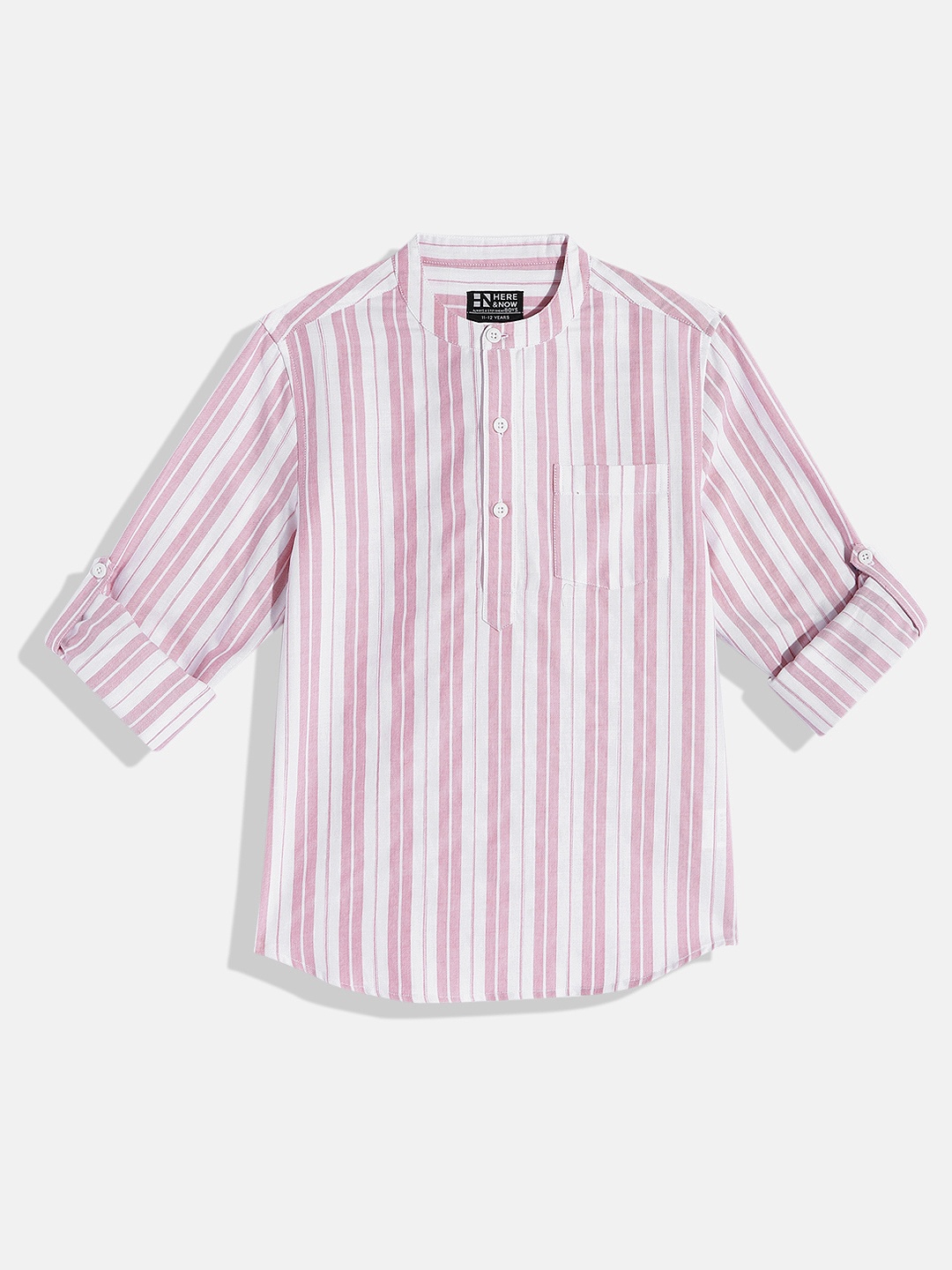 

HERE&NOW Boys Opaque Striped Casual Shirt, White