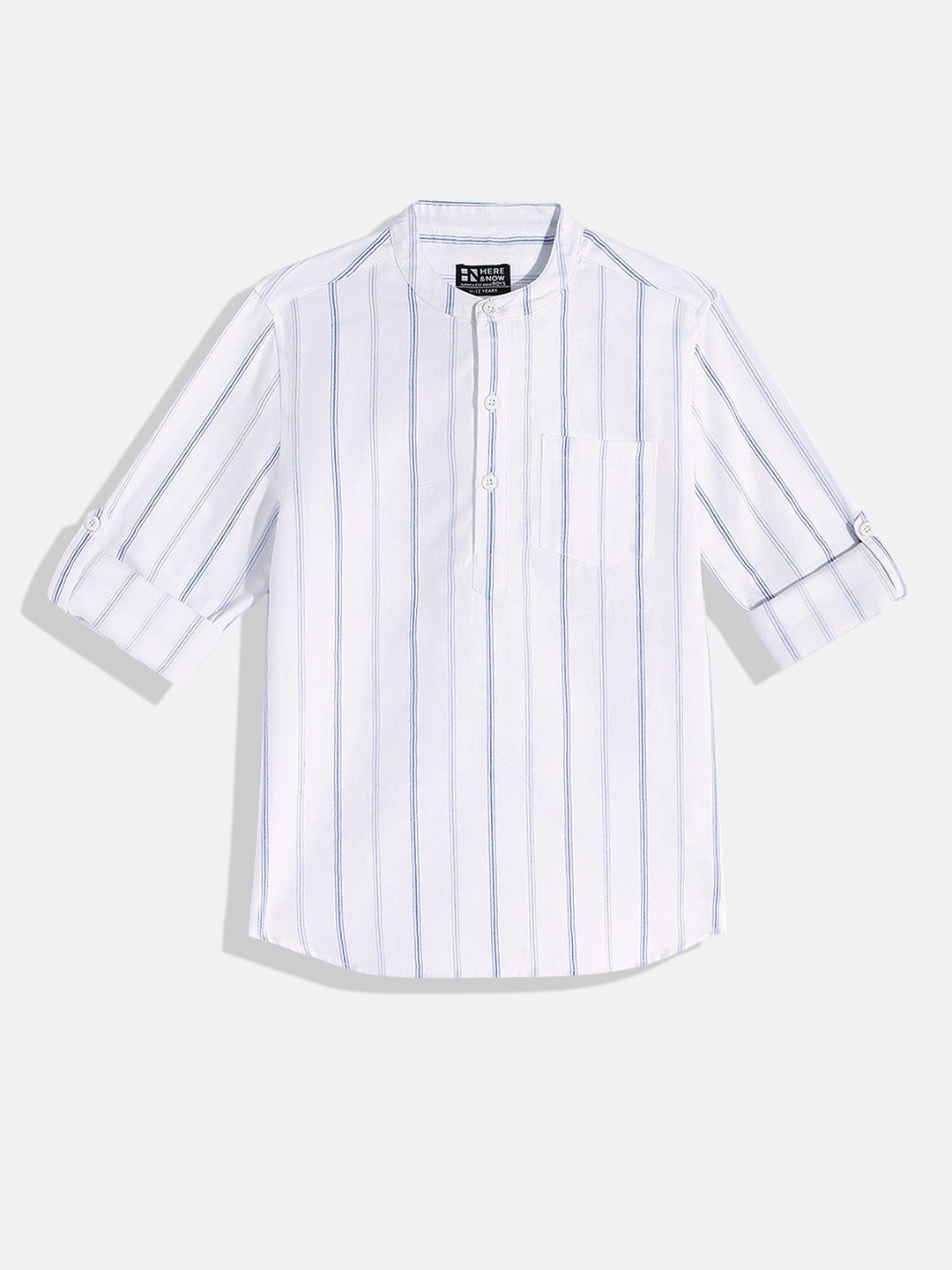 

HERE&NOW Boys Opaque Striped Casual Shirt, White