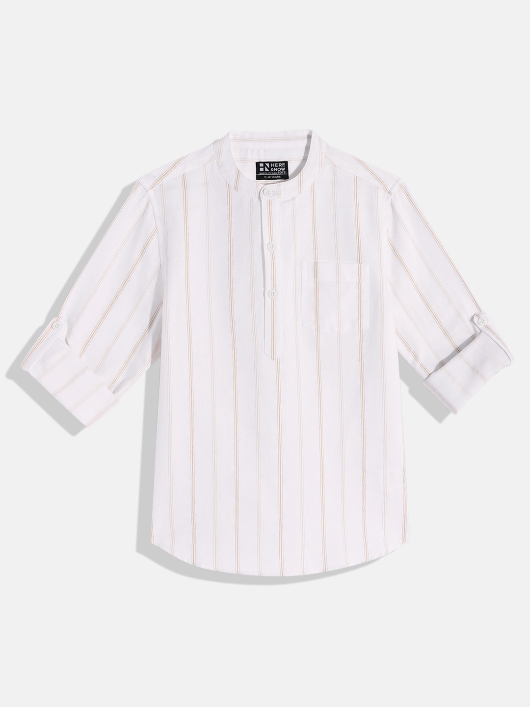 

HERE&NOW Boys Opaque Striped Casual Shirt, White