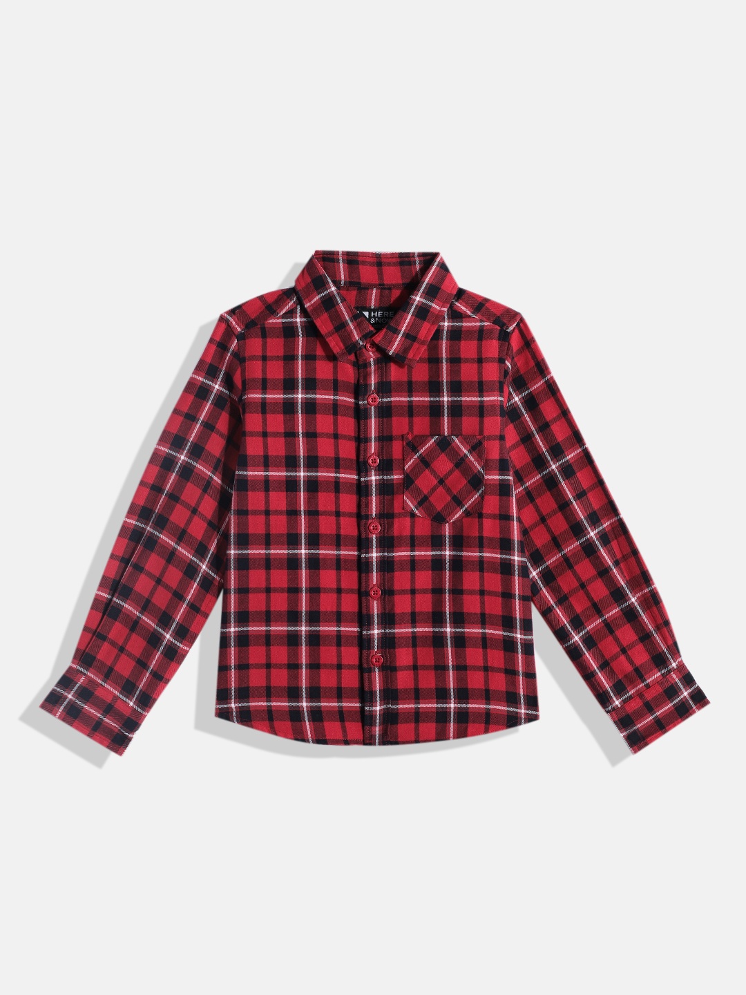 

HERE&NOW Boys Opaque Checked Casual Shirt, Charcoal