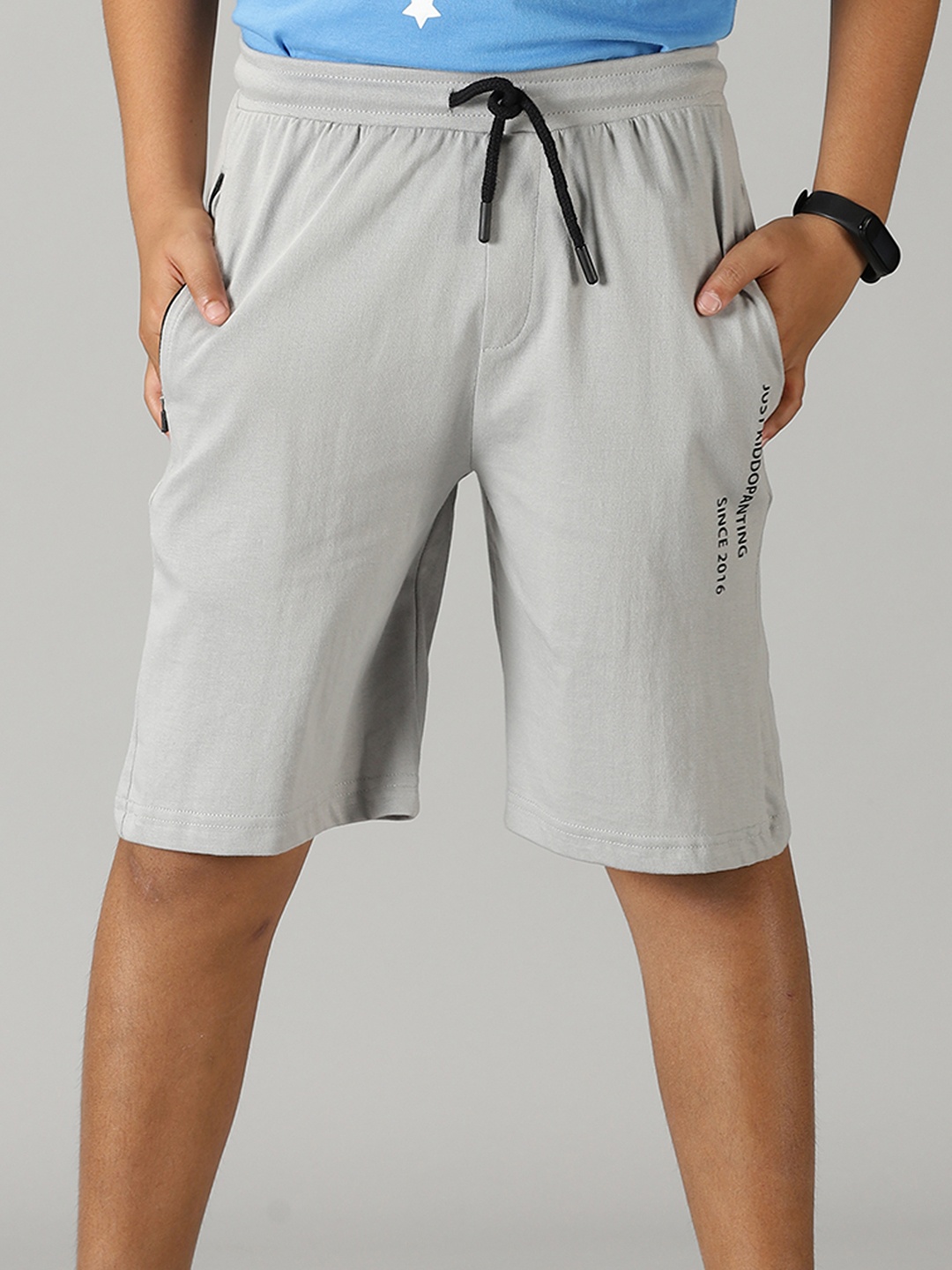

KiddoPanti Boys Mid-Rise Pure Cotton Shorts, Grey