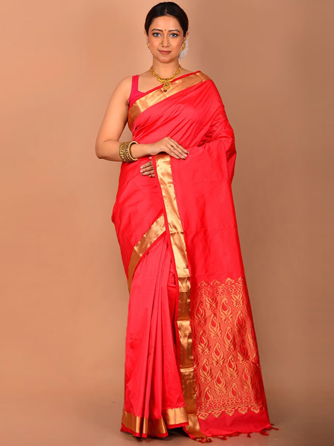 

AllSilks Zari Kanjeevaram Saree, Pink