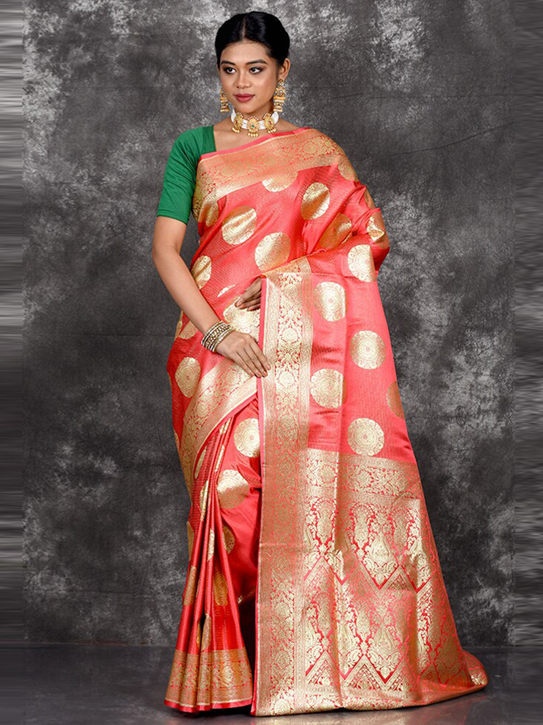 

AllSilks Ethnic Motif Woven Design Zari Pure Silk Banarasi Saree, Pink