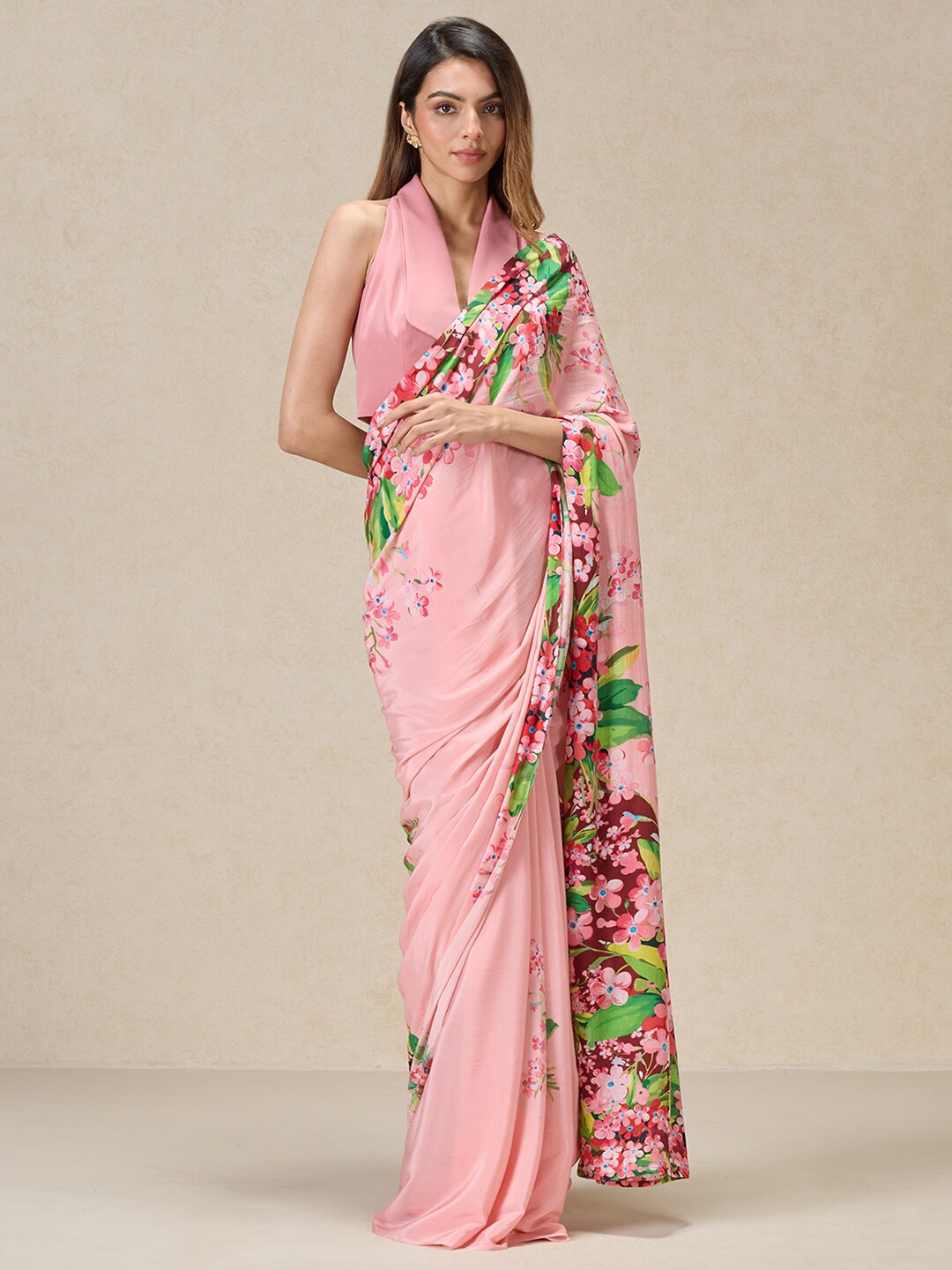 

navyasa by liva Floral Printed Liva Saree, Pink