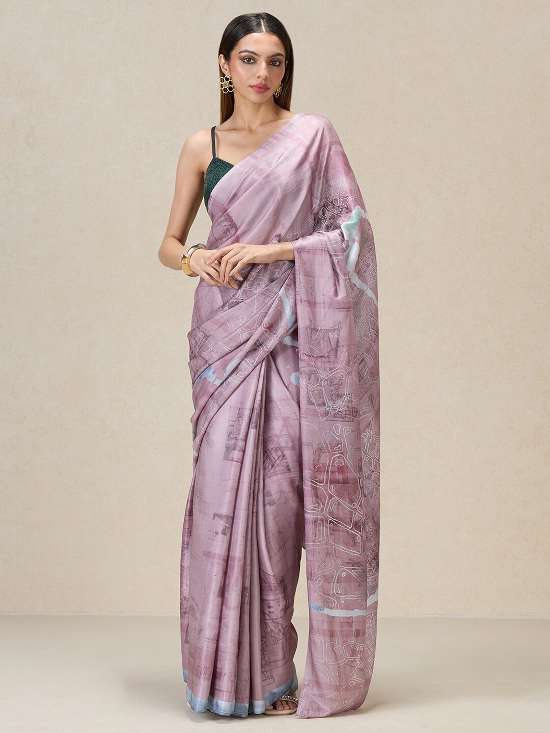 

navyasa by liva Abstract Printed Liva Saree, Pink