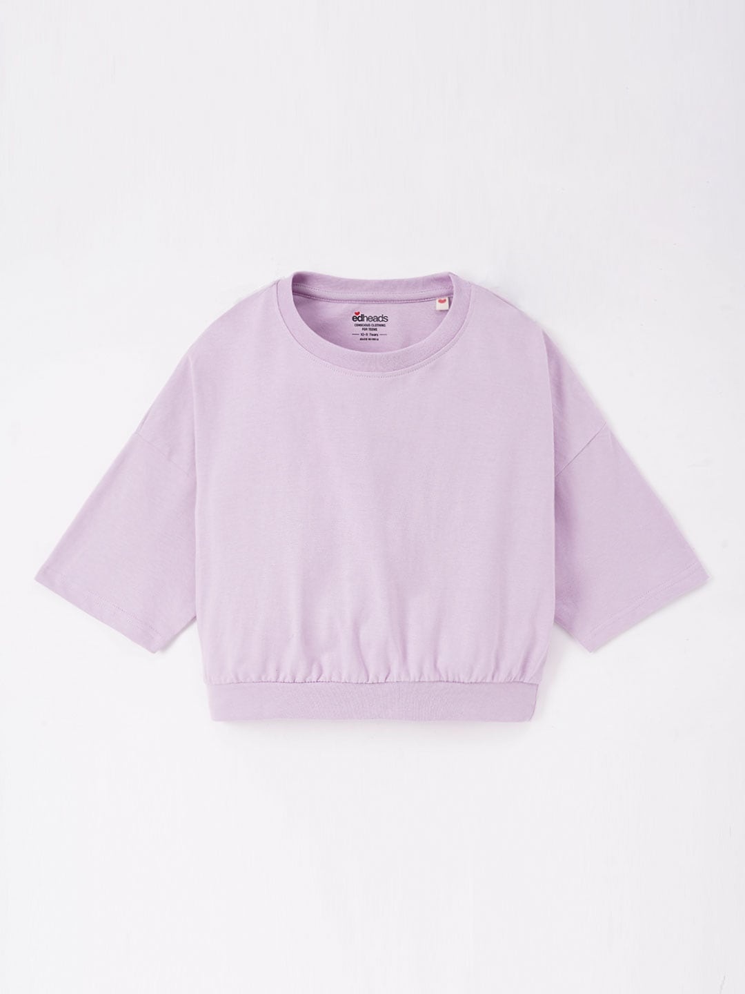 

edheads Girls Drop-Shoulder Boxy Fit Cotton T-shirt, Lavender