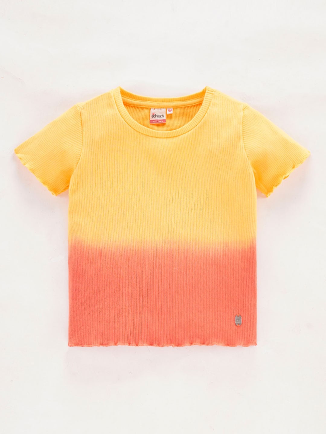 

edheads Girls Ombre Dyed Ribbed Cotton T-shirt, Yellow