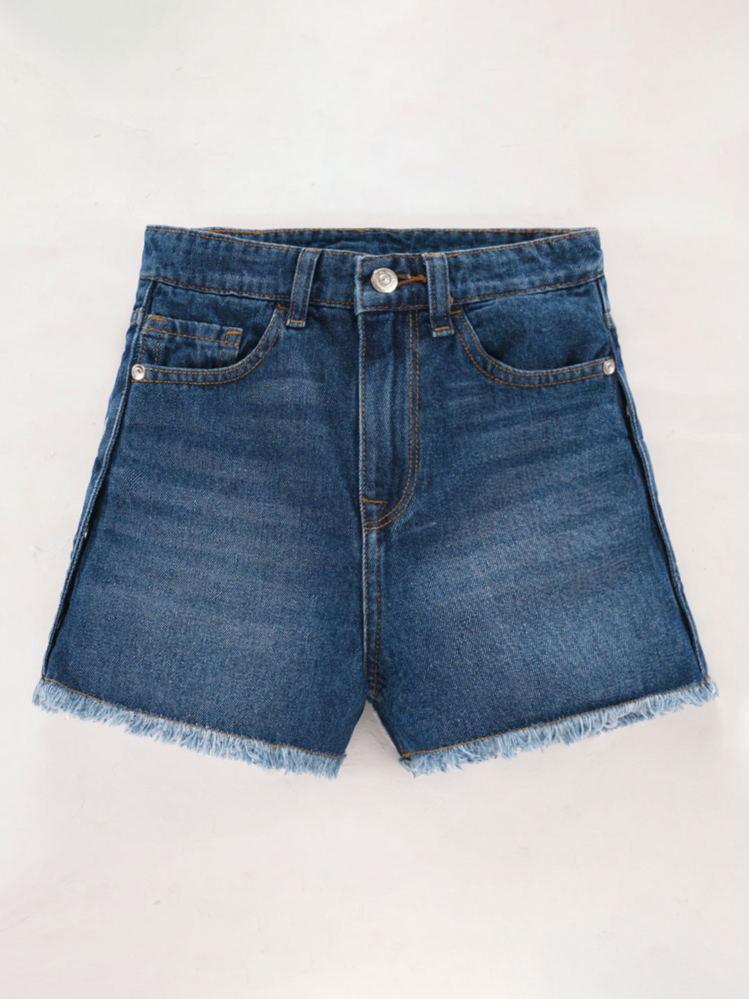 

edheads Girls Mid-Rise Washed Cotton Denim Shorts, Blue