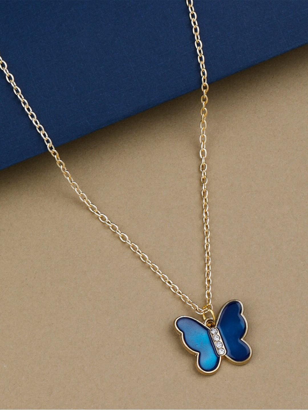 

Silver Shine Gold-Plated Charm Butterfly Necklace
