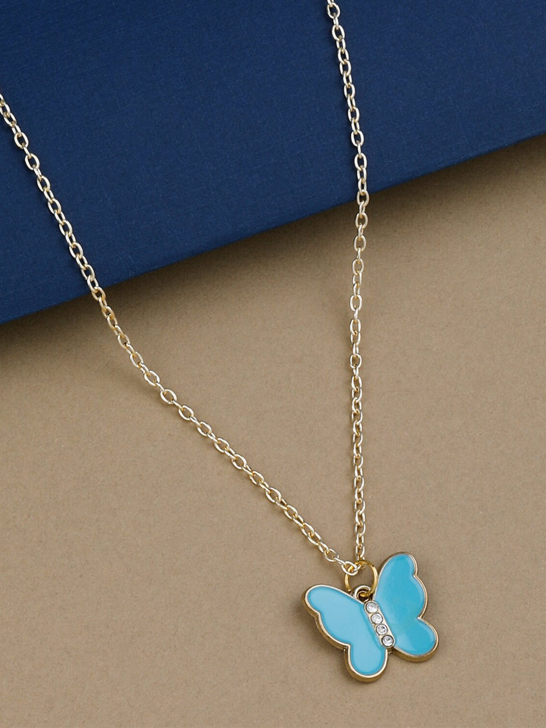 

Silver Shine Gold-Plated Charm Butterfly Necklace