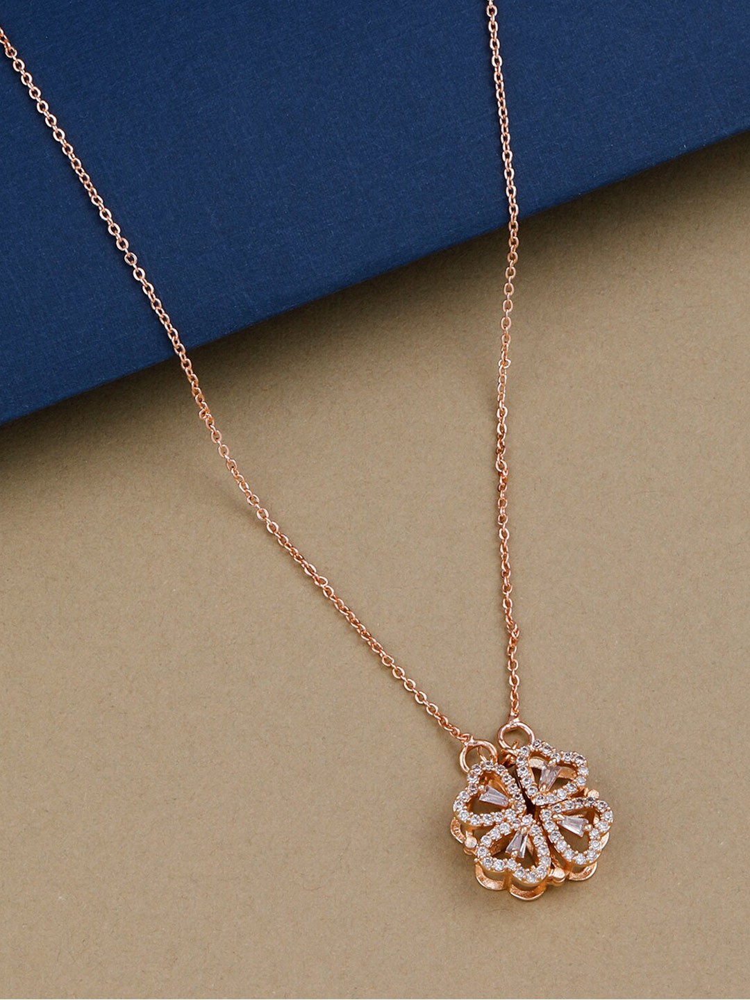 

Silver Shine Gold-Plated Charm Butterfly Necklace, Rose gold