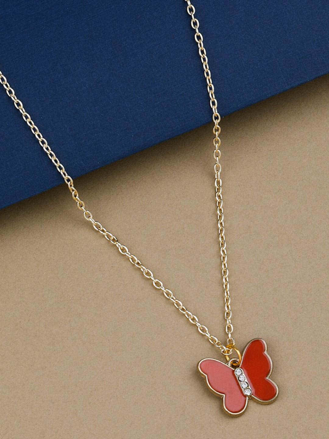 

Silver Shine Gold-Plated Charm Butterfly Necklace