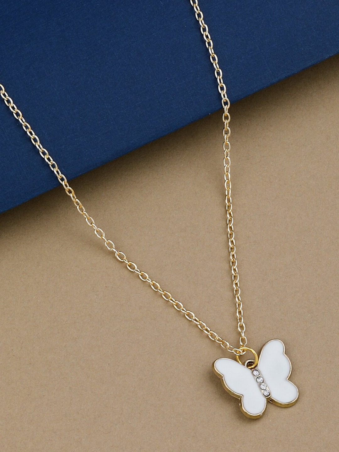 

Silver Shine Gold-Plated Charm Butterfly Necklace
