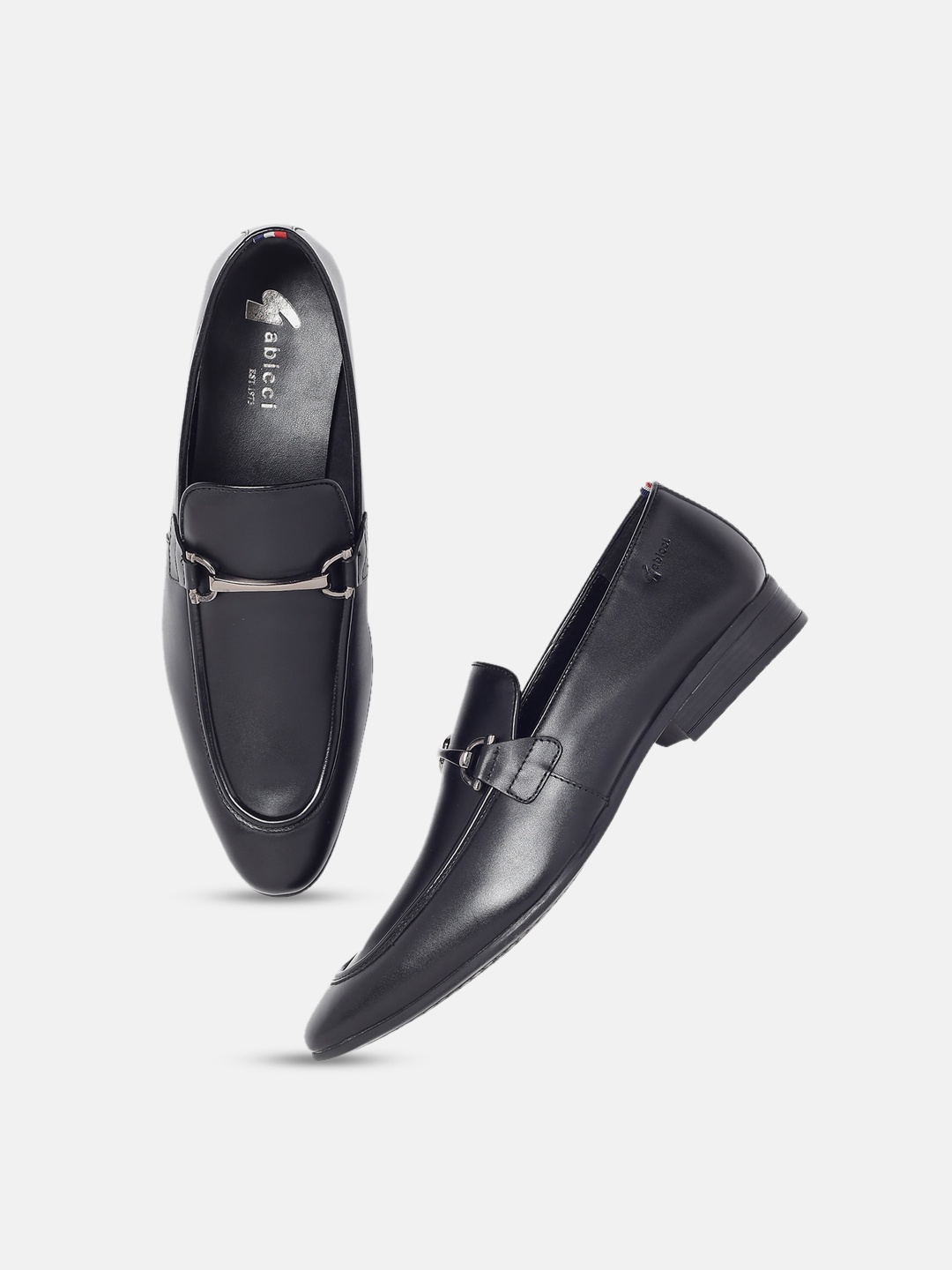 

GABICCI Men Textured Leather Formal Loafers, Black