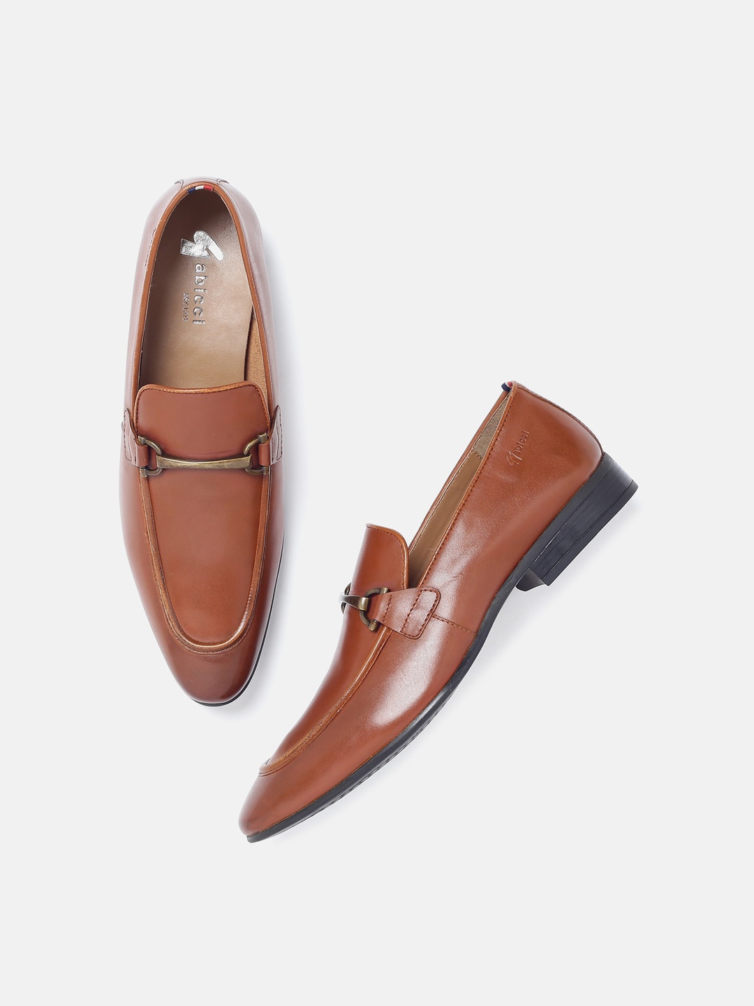 

GABICCI Men Textured Leather Formal Loafers, Tan