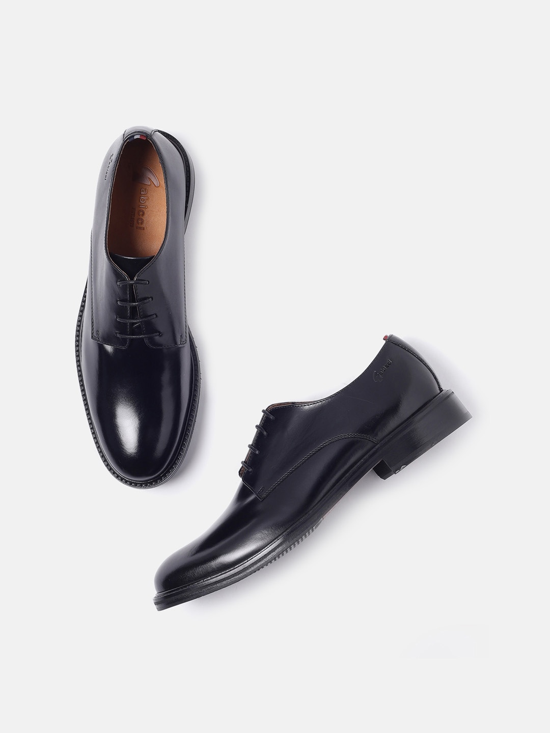 

GABICCI Men Textured Leather Formal Derbys, Black