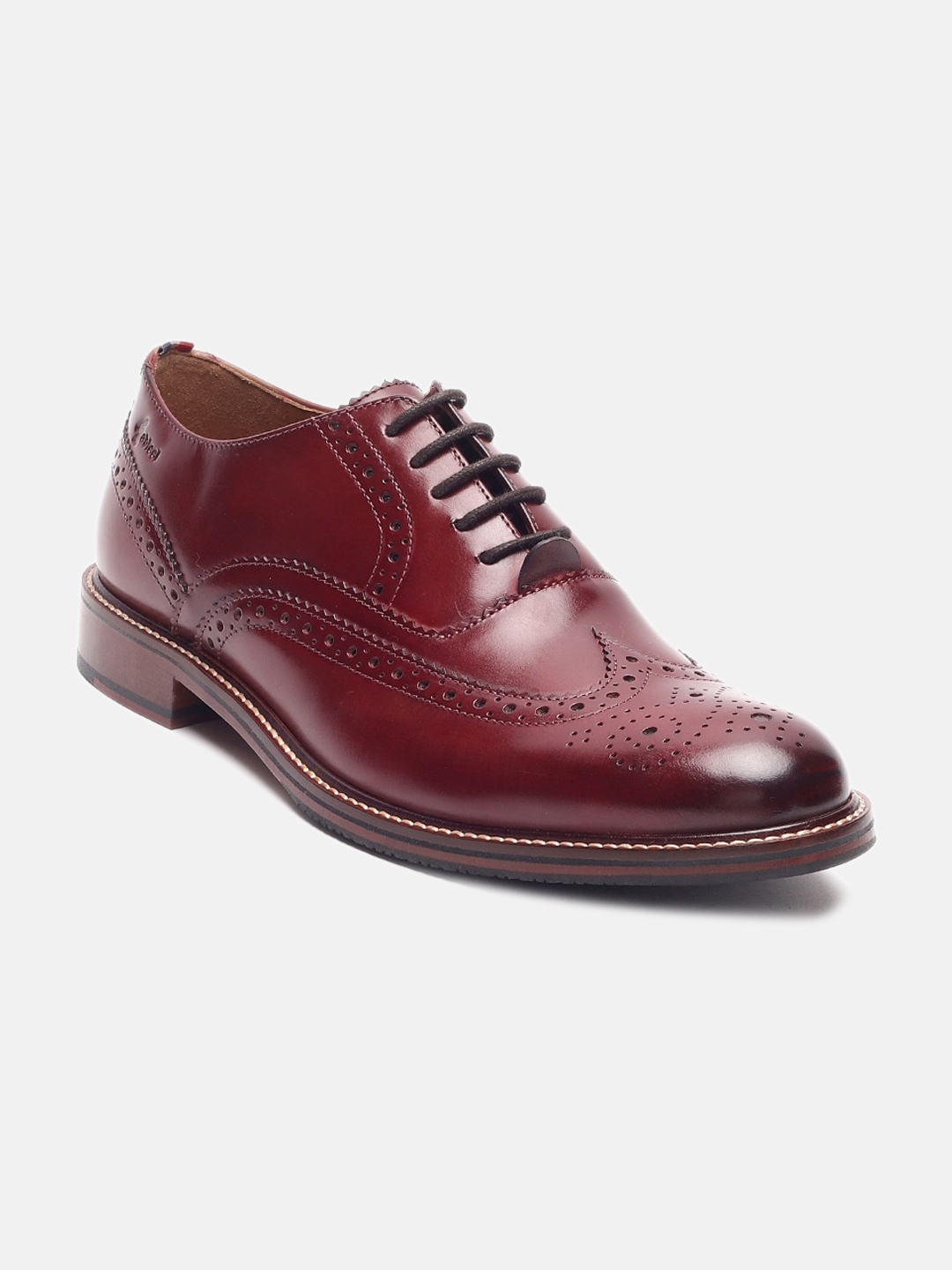 

GABICCI Men Textured Leather Formal Brogues, Burgundy