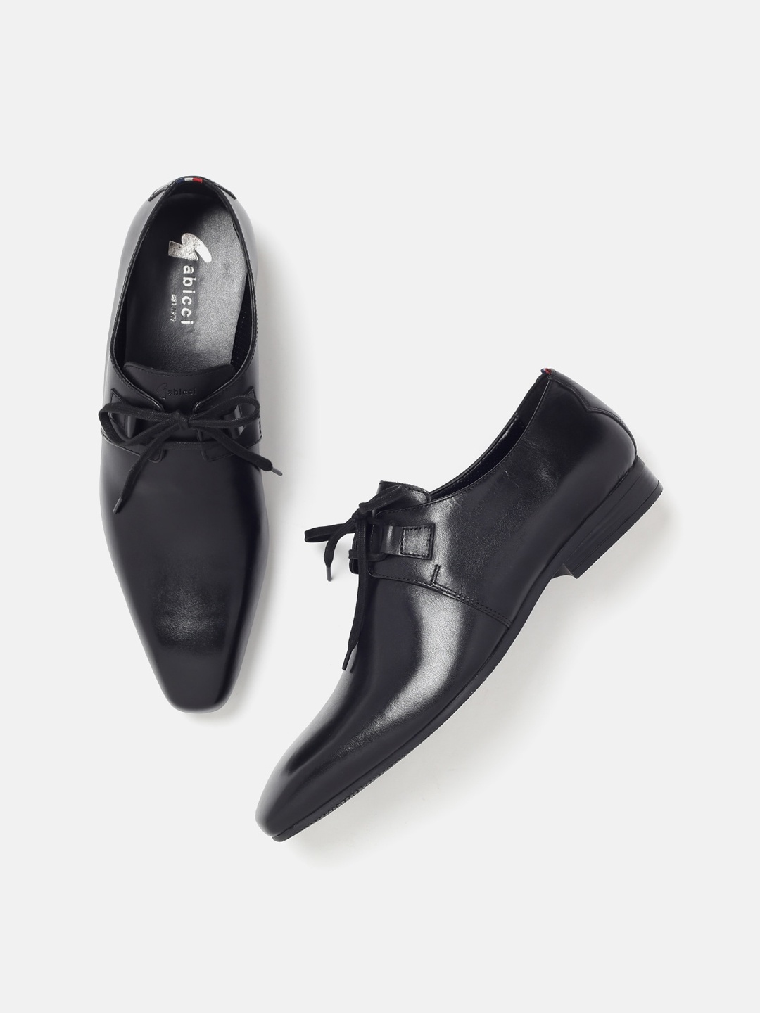 

GABICCI Men Textured Leather Formal Derbys, Black