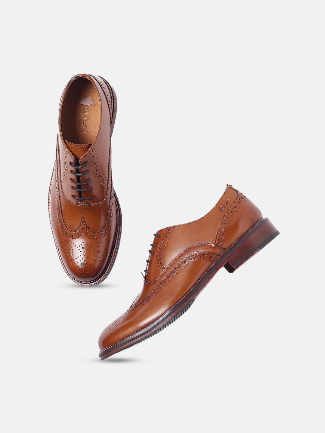 

GABICCI Men Textured Leather Formal Brogues, Tan