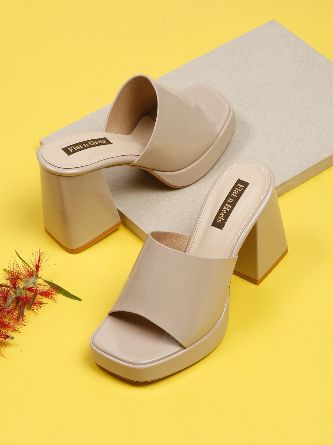 

Flat n Heels Peep Toes Platform Heel Mules, Beige
