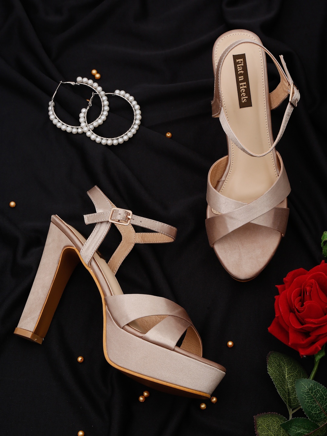 

Flat n Heels Criss-Cross Strap Platform Heels, Gold