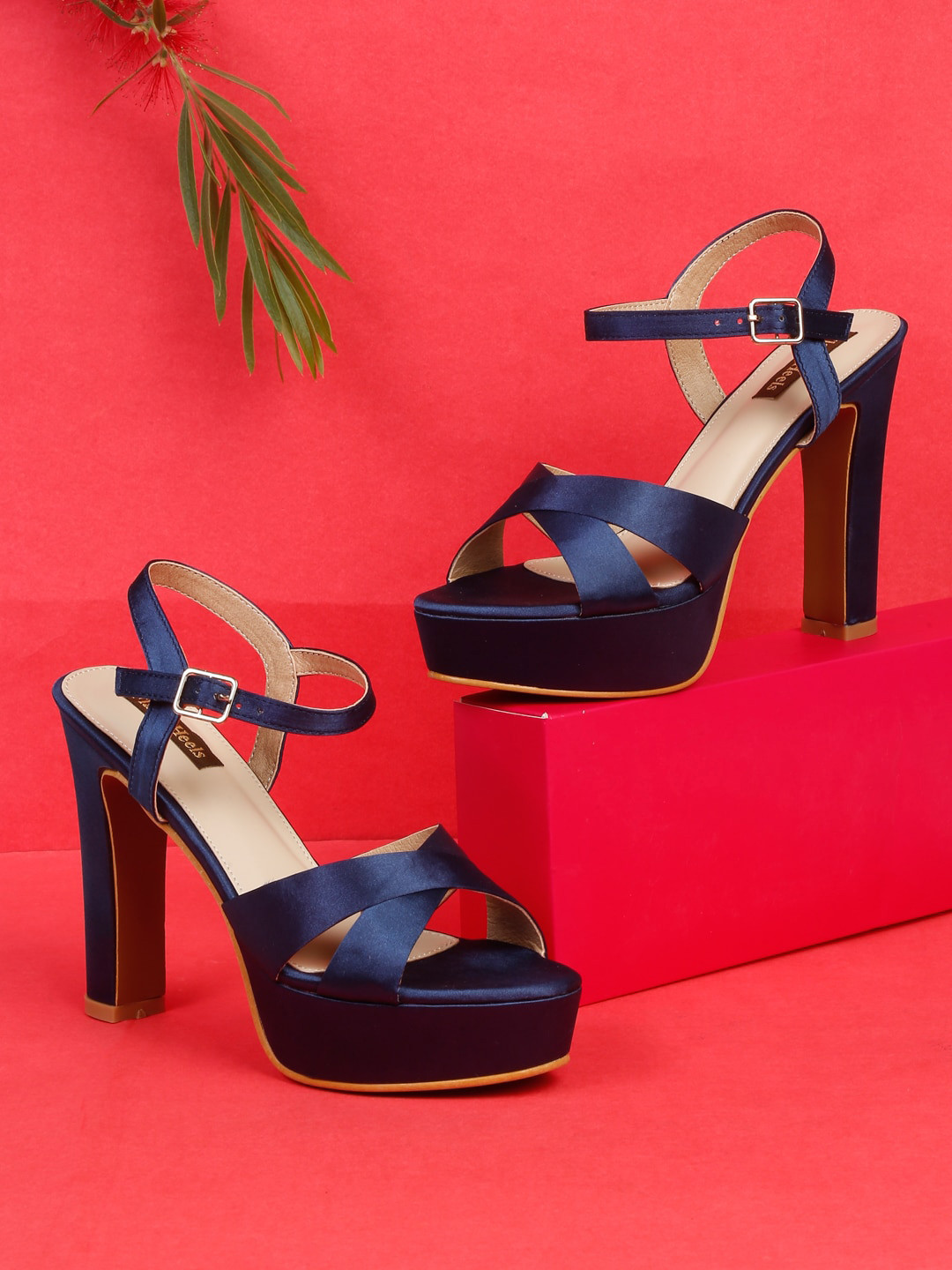 

Flat n Heels Open Toe Platform Heels, Navy blue