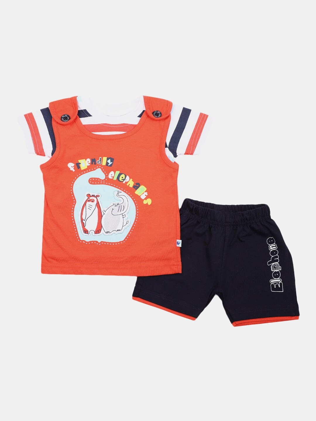 

V-Mart Infants Printed Pure Cotton T-shirt with Shorts, Peach