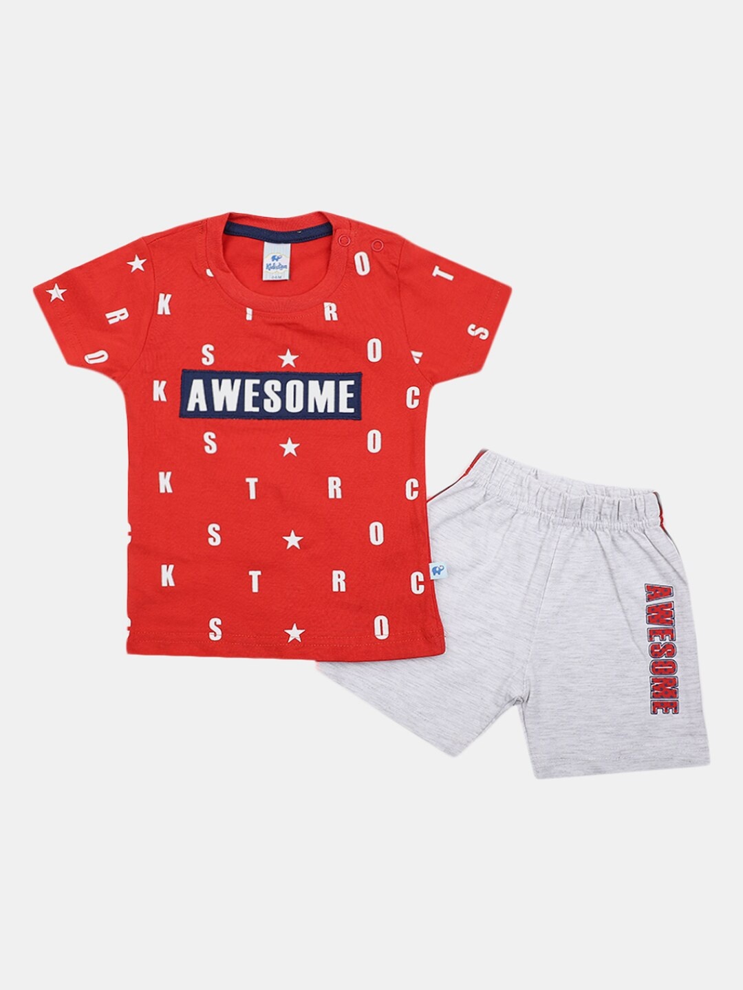 

V-Mart Infants Pure Cotton Printed T-shirt with Shorts, Red