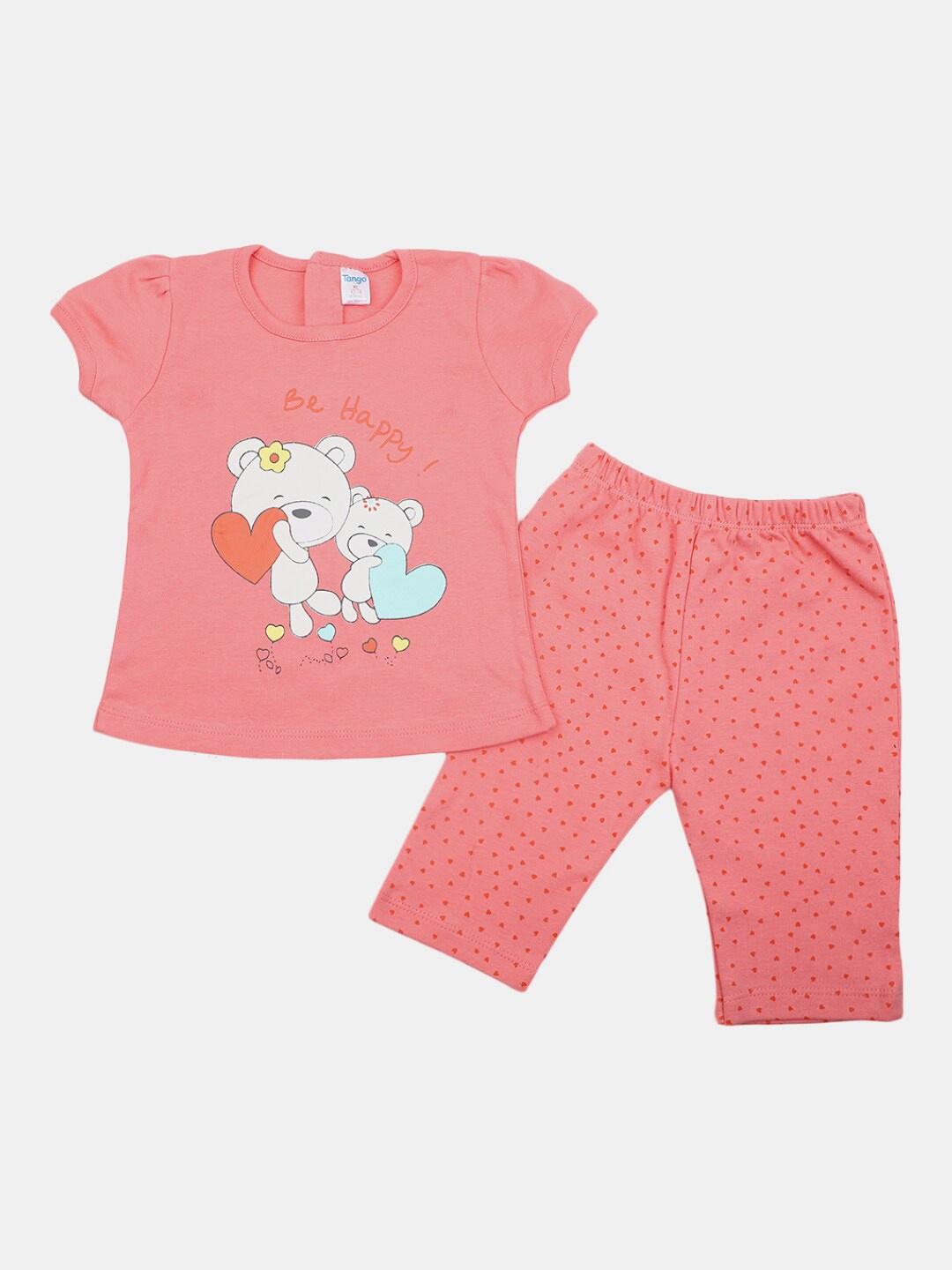 

V-Mart Infants Girls Printed Pure Cotton T-shirt with Pyjamas, Pink