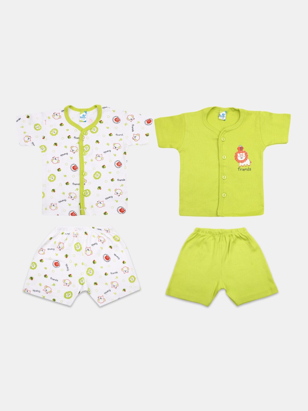

V-Mart Infants Pack of 2 Printed Pure Cotton T-shirt with Shorts, White