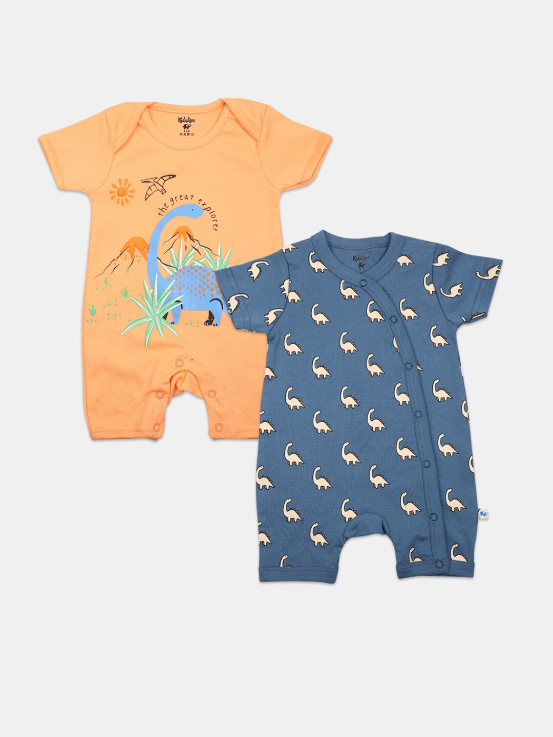 

V-Mart Kids Set Of 2 Printed Pure Cotton Rompers, Blue