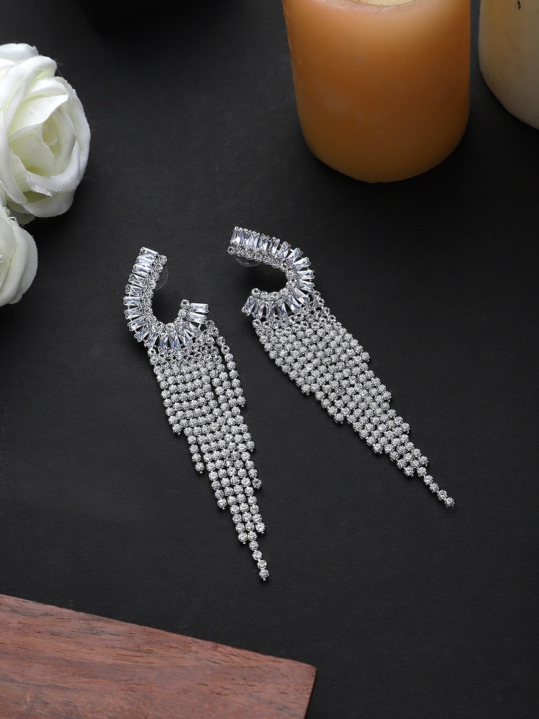 

Mali Fionna Silver-Plated Contemporary Drop Earrings