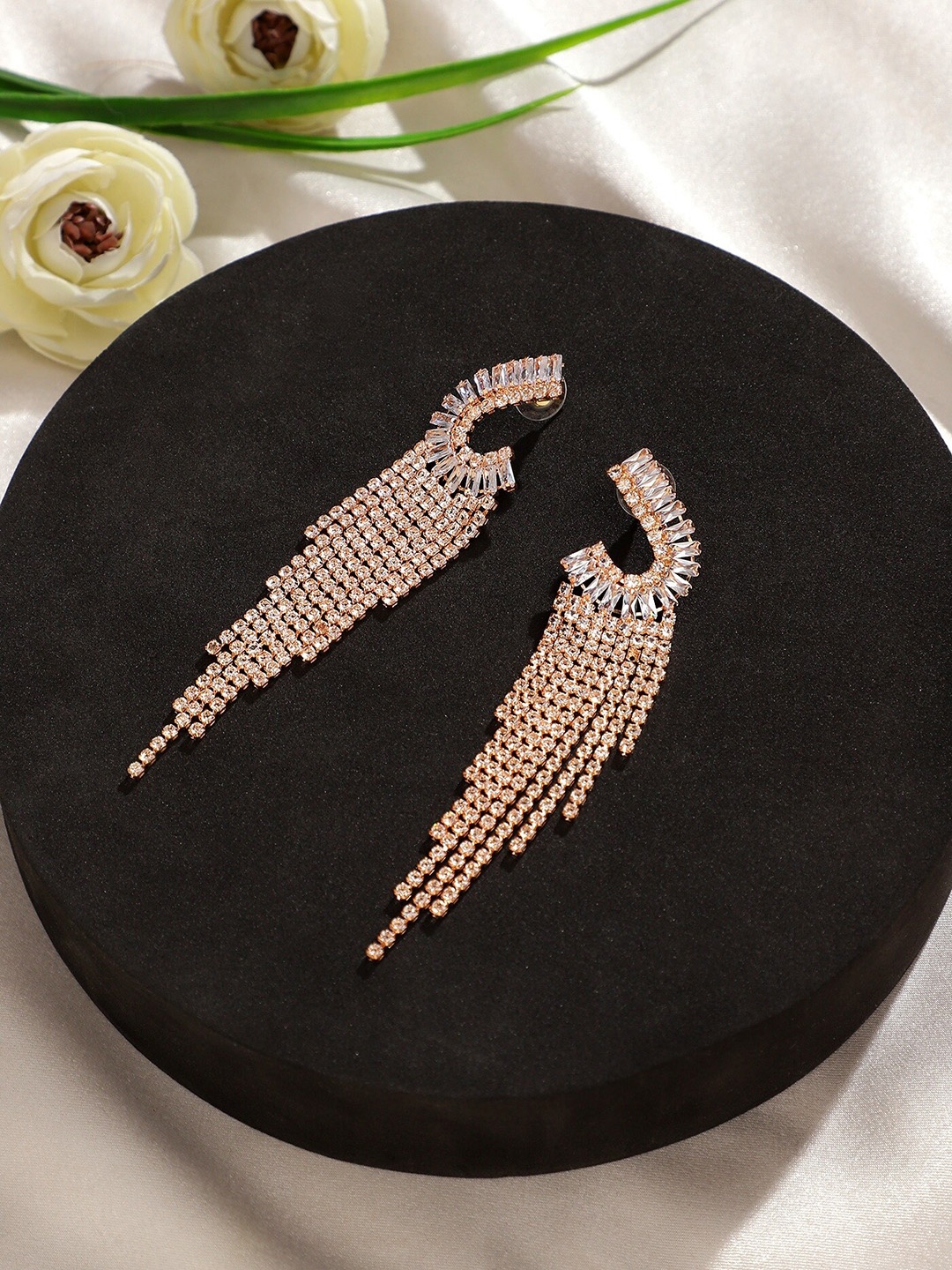 

Mali Fionna Rose Gold Plated Contemporary Drop Earrings