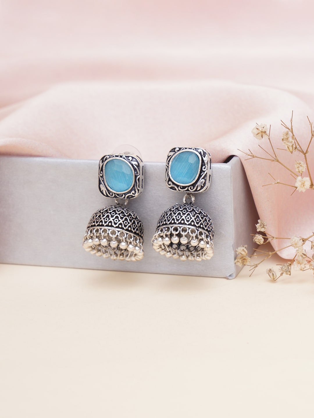 

Mali Fionna Oxidized Classic Jhumkas, Blue