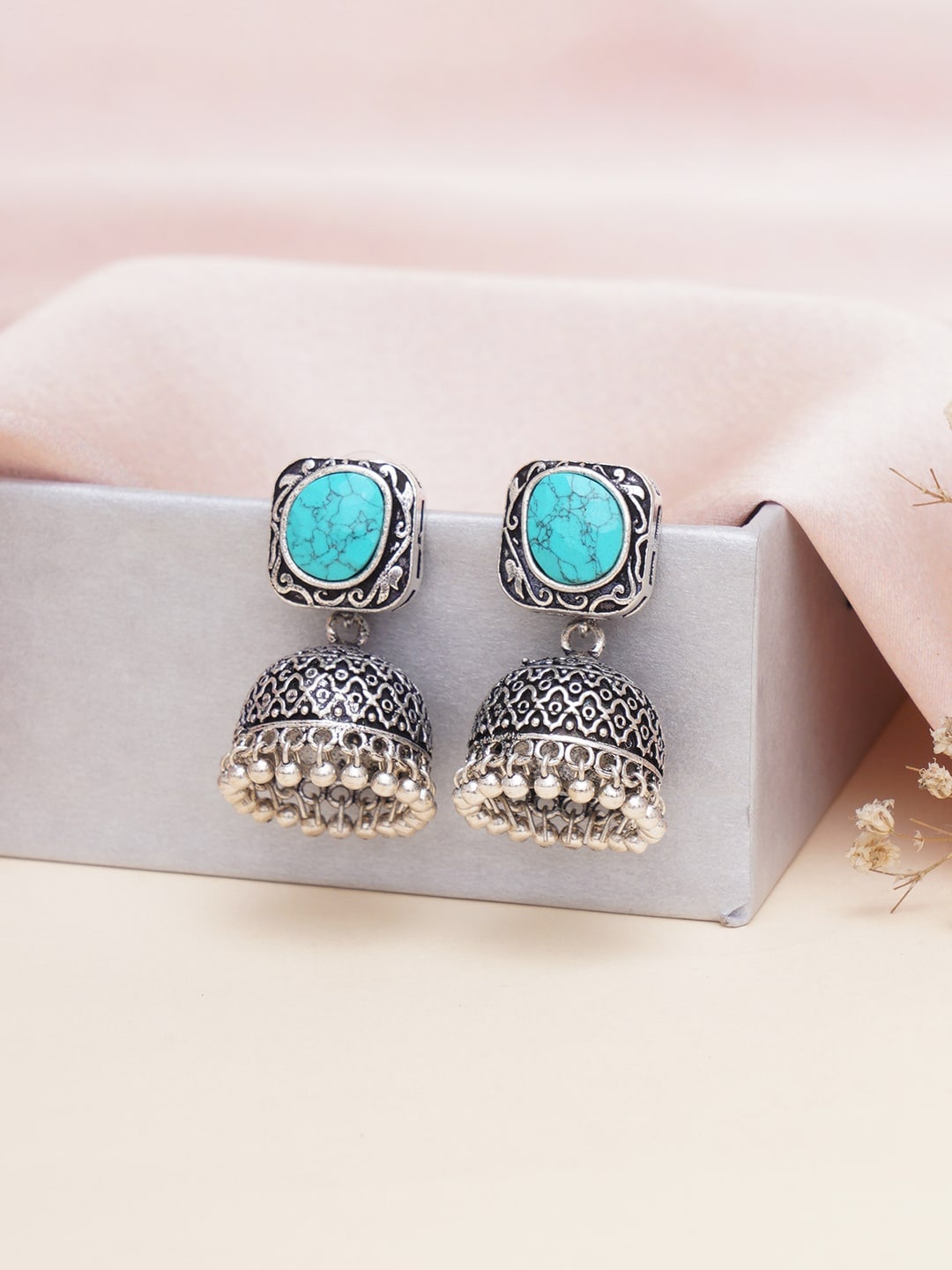 

Mali Fionna Oxidized Classic Jhumkas, Blue