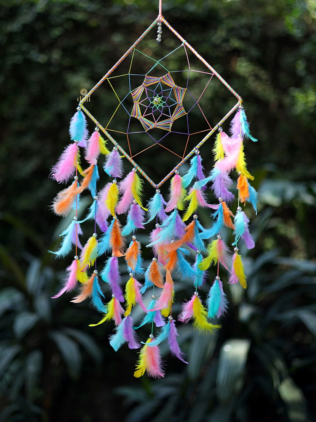 

DULI Blue & Yellow Hanging Feathers Windchime