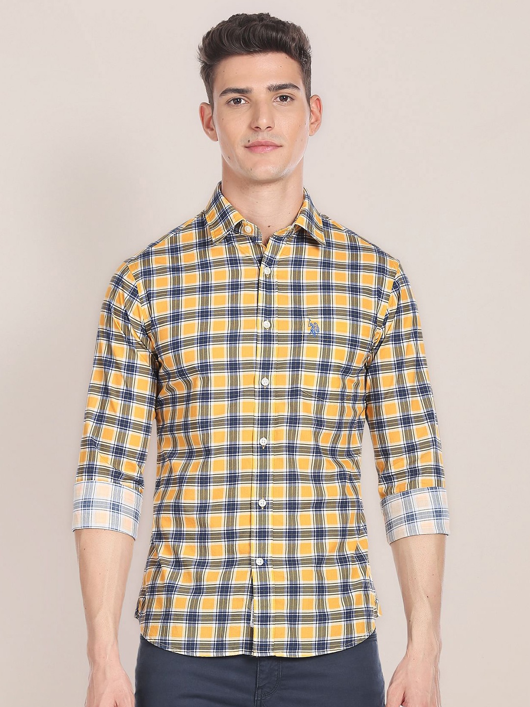 

U.S. Polo Assn. Tartan Checks Pure Cotton Shirt, Yellow