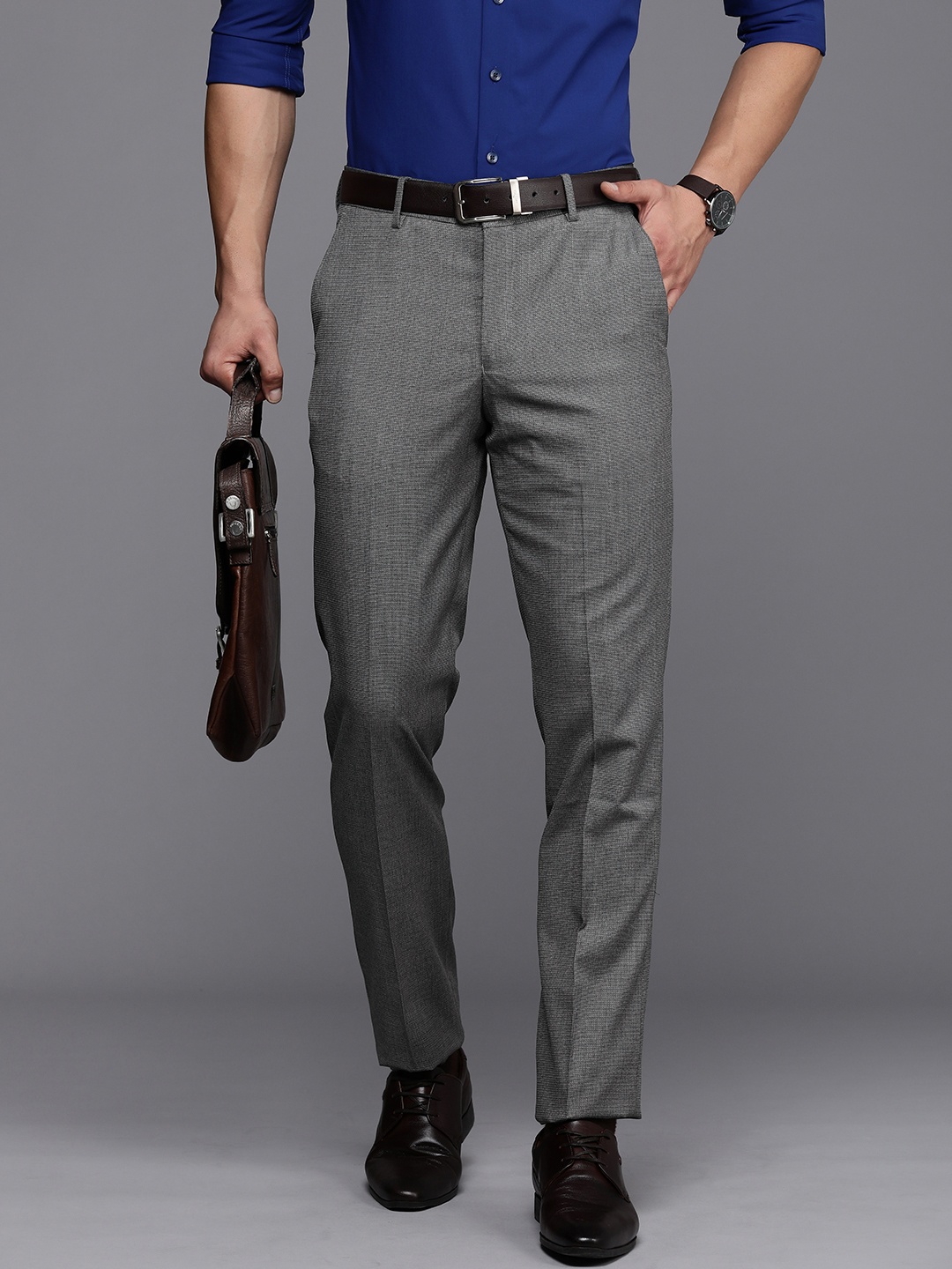 

Louis Philippe Men Slim Fit Trousers, Charcoal