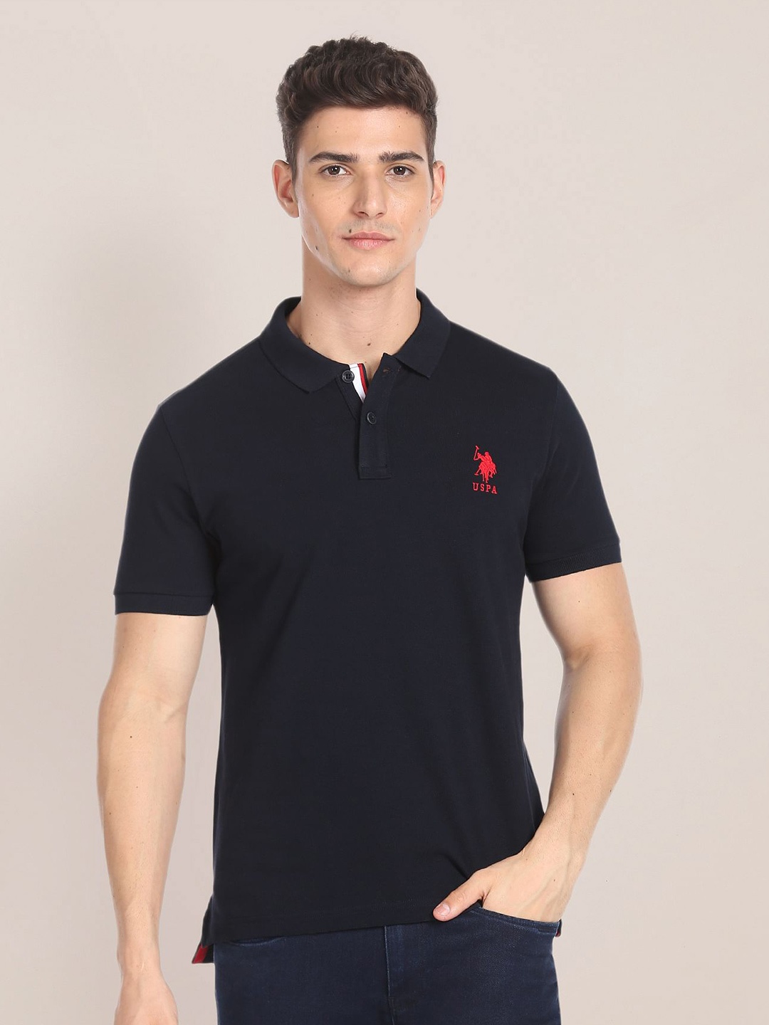 

U.S. Polo Assn. Contrast Placket Solid Polo Shirt, Black