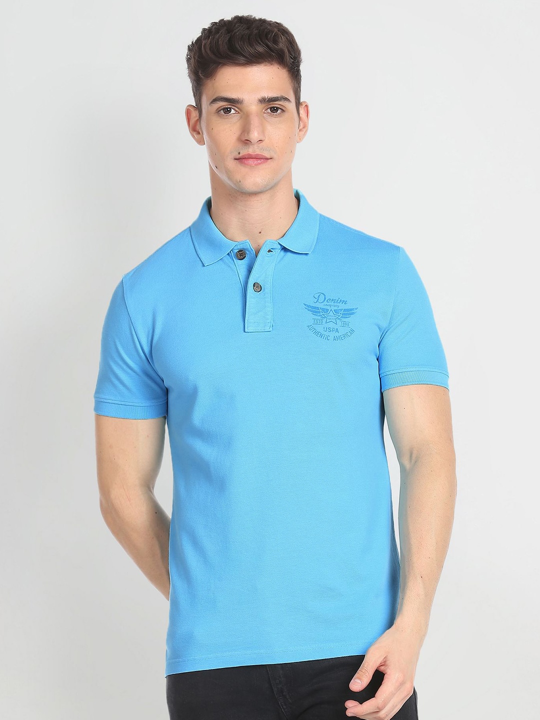 U.S. Polo Assn. Denim Co. Back Print Cotton Polo Shirt, Blue