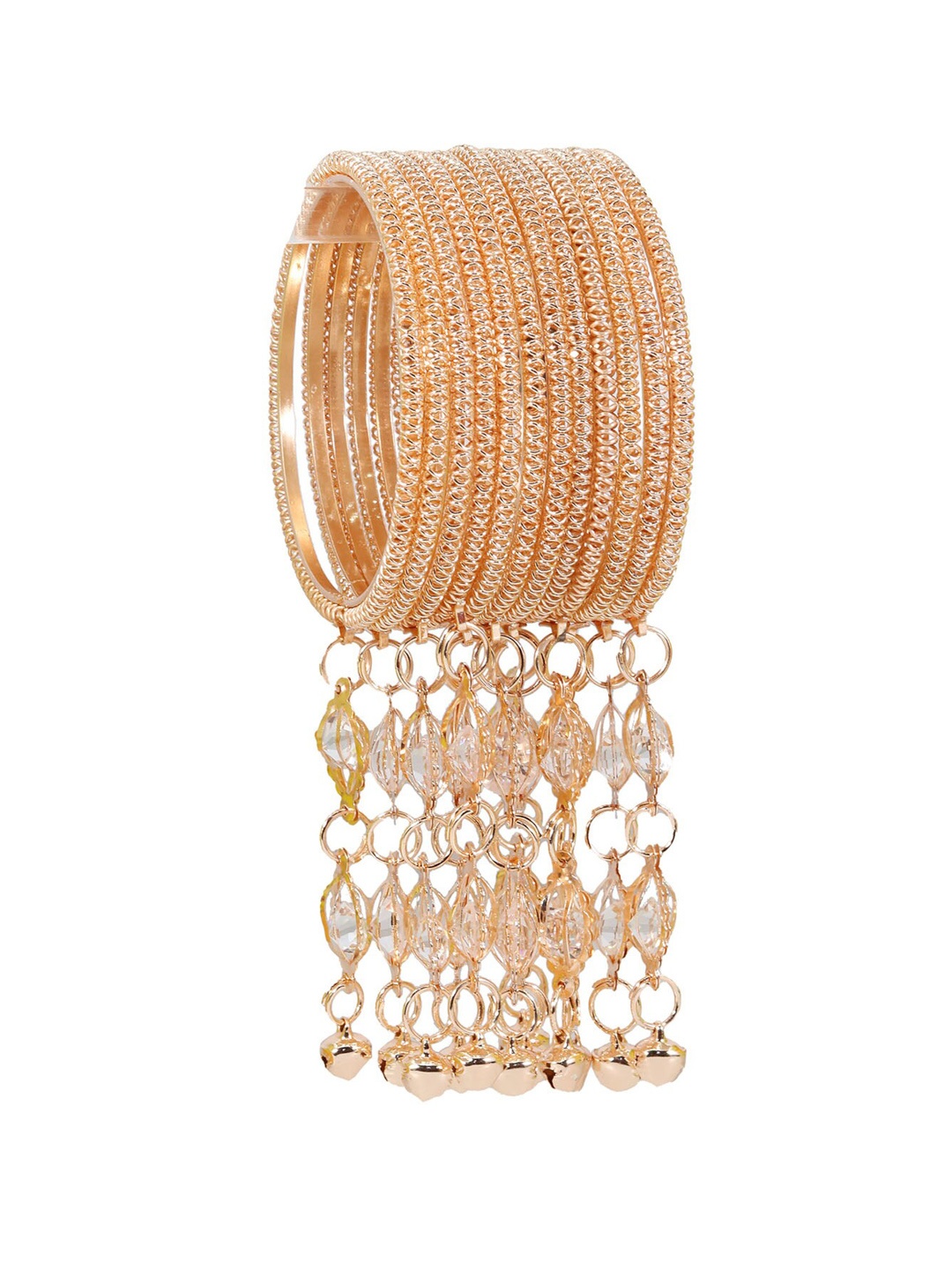 

NMII Set of 12 Rose Gold-Plated Pearl-Beaded Bangles