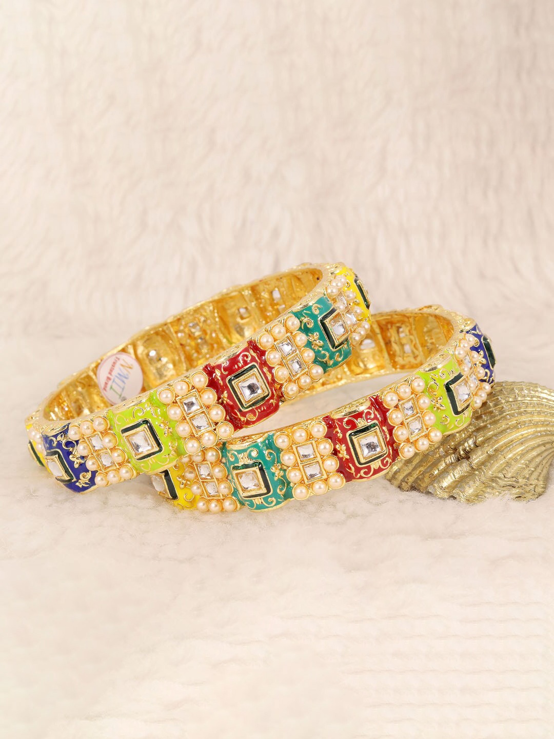 

NMII Set of 2 Gold-Plated Stone-Studded Bangles