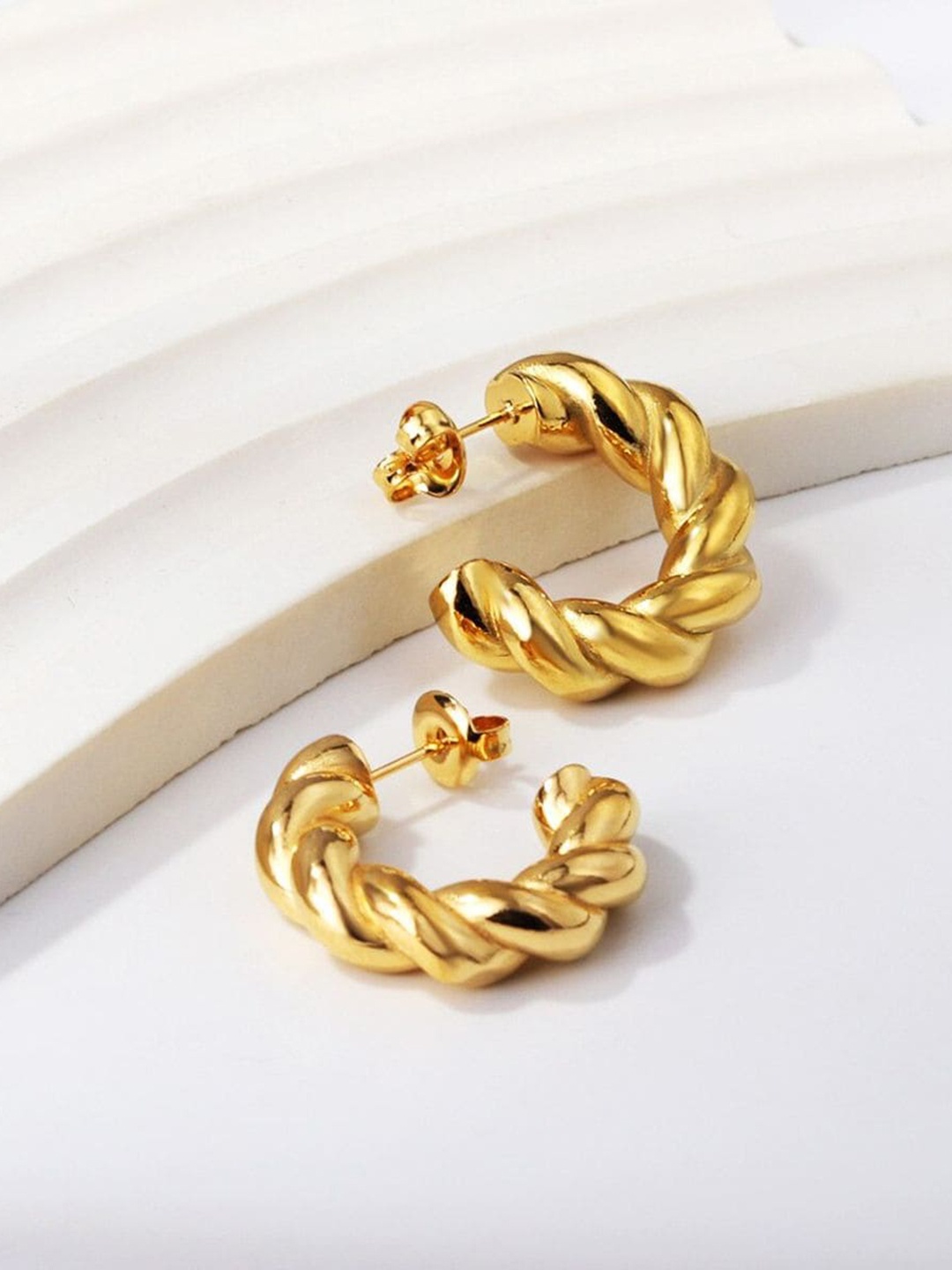 

ZIVOM Gold-Plated Circular Half Hoop Earrings
