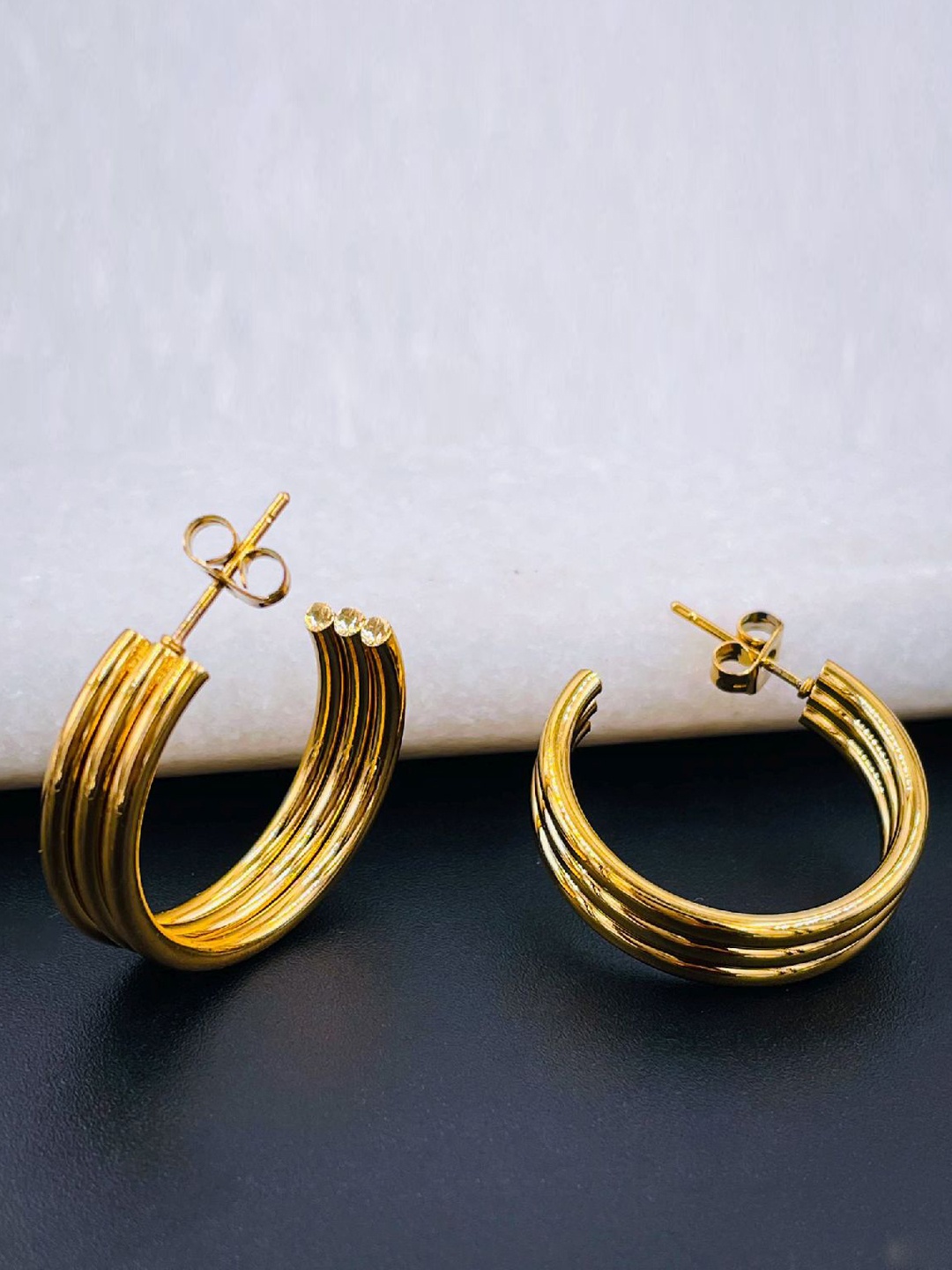 

ZIVOM Gold-Plated Circular Half Hoop Earrings