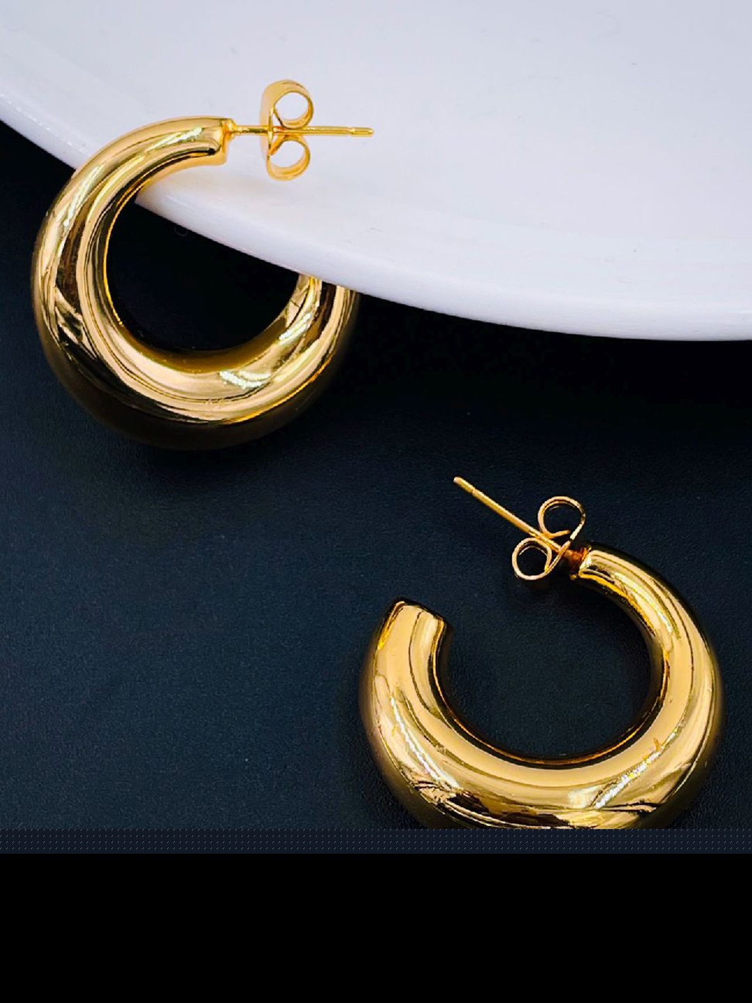 

ZIVOM Gold-Toned Circular Half Hoop Earrings