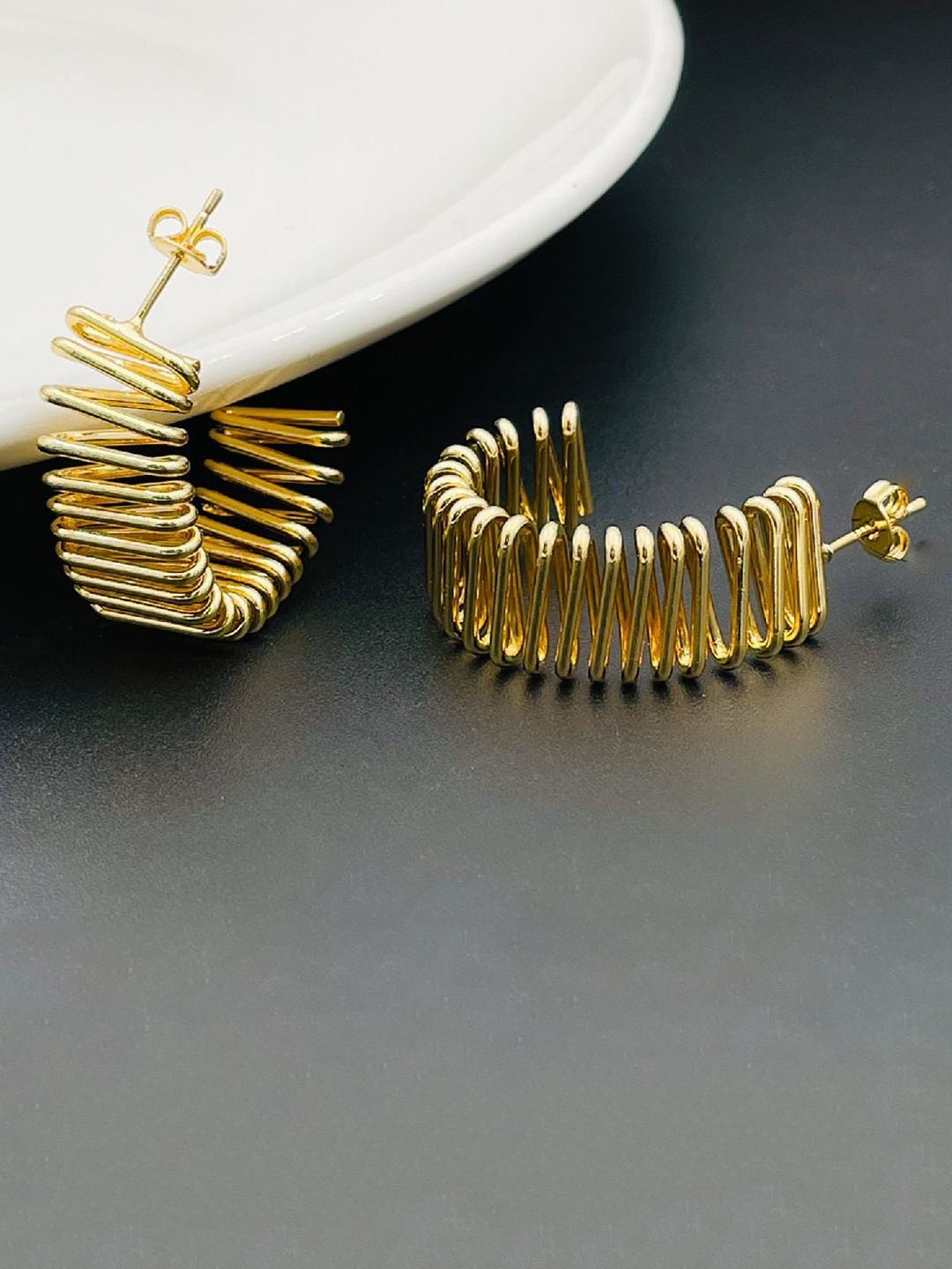 

ZIVOM Gold-Plated Circular Half Hoop Earrings