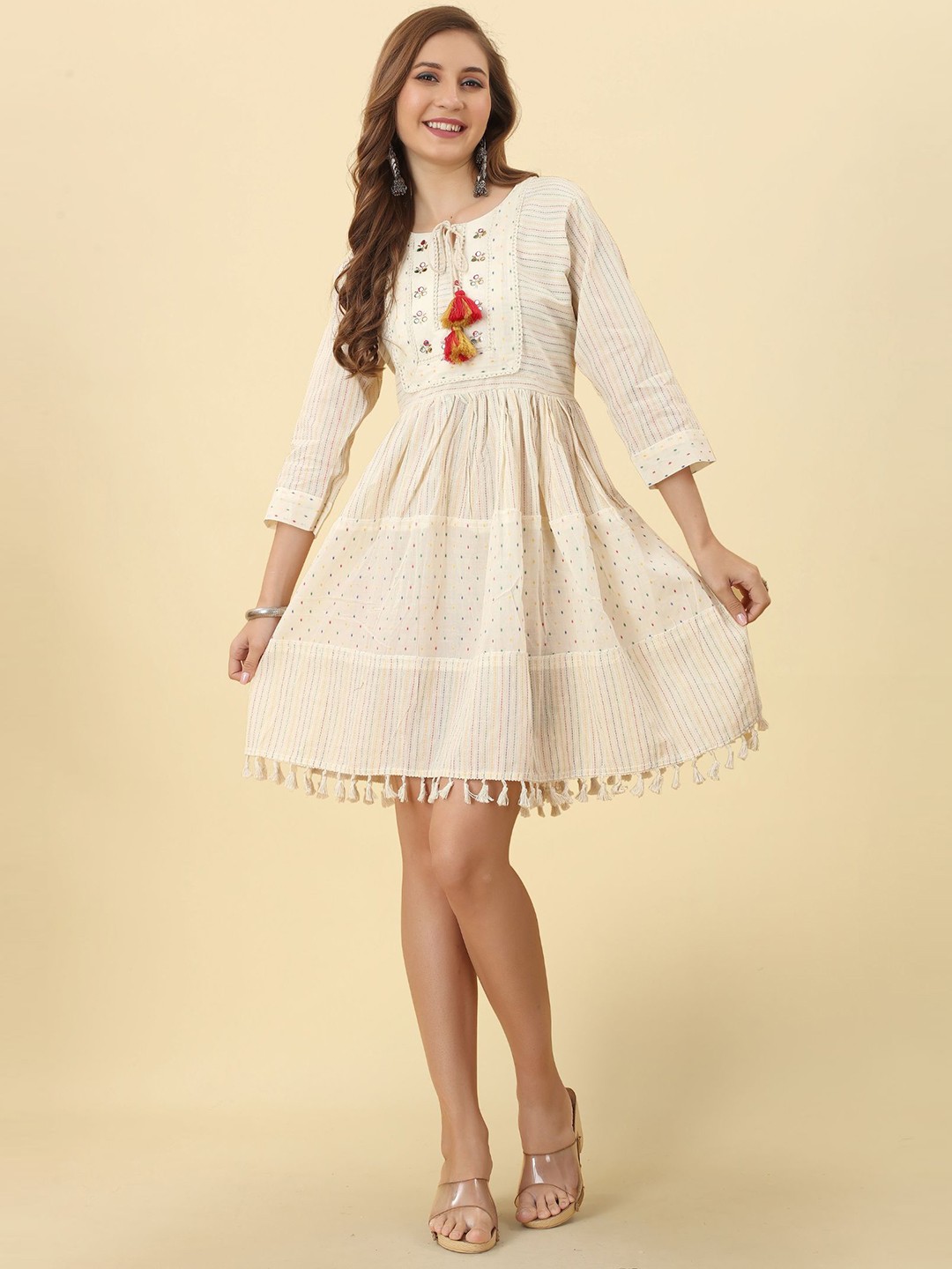 

KALINI Bell Sleeve Fit & Flare Dress, White