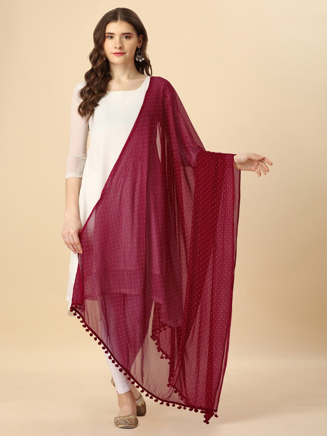 

Nimidiya Tasselled Dupatta, Maroon