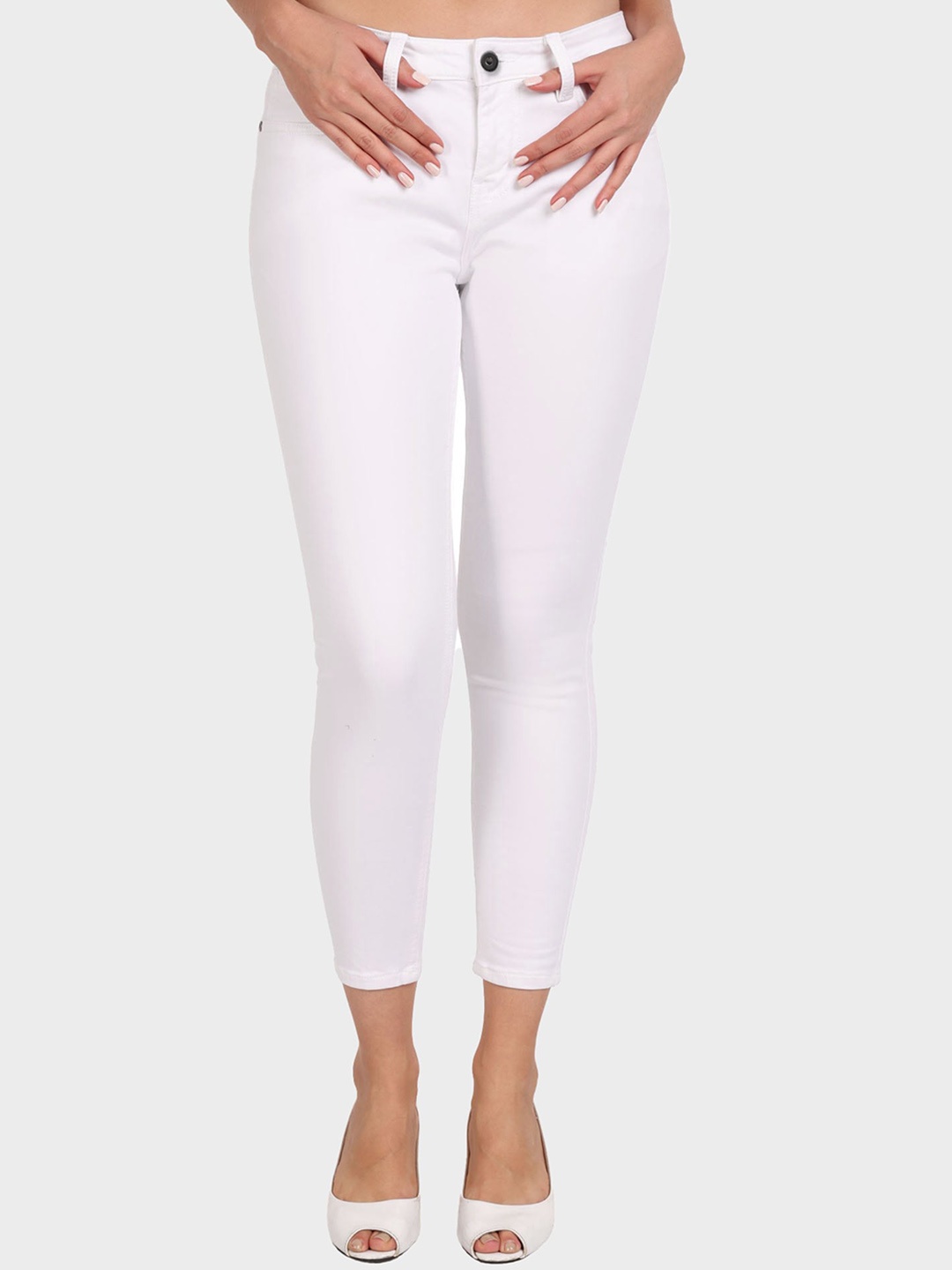 

DressBerry Women White Mid Rise Skinny Fit Denim Jeans