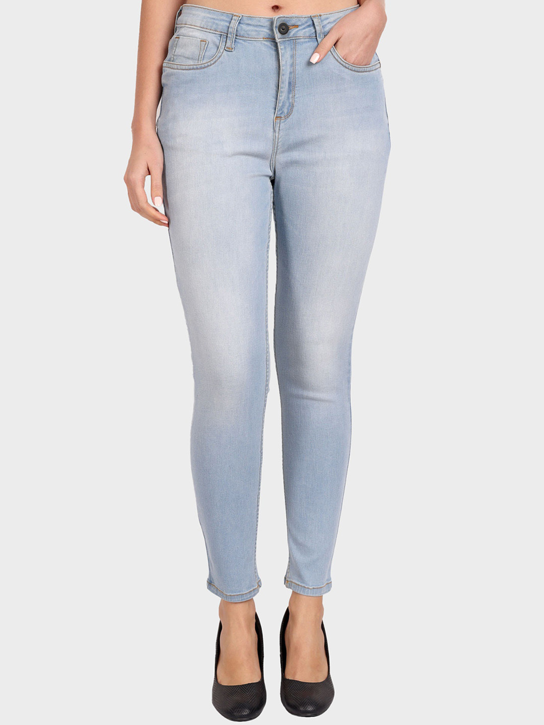 

DressBerry Women Blue Skinny Fit Mid-Rise Clean Look Heavy Fade Denim Jeans